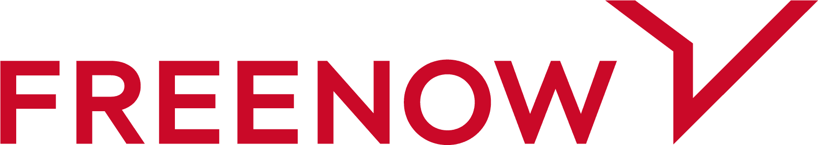 FREENOW Logo in rot als Partner von Herkules Taxi Kassel.